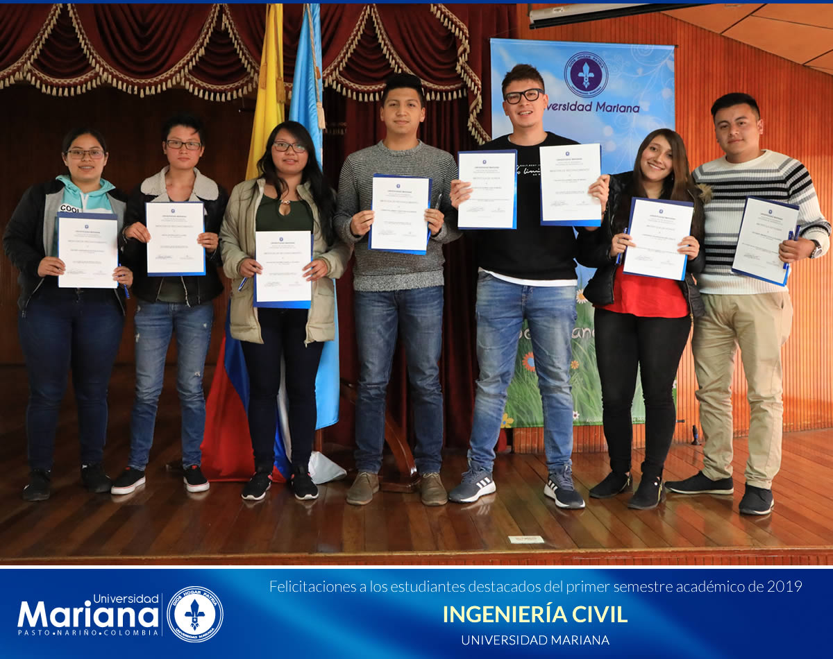 RECONOCIMIENTO ACADÉMICO A ESTUDIANTES DESTACADOS DE LA UNIVERSIDAD MARIANA - PRIMER SEMESTRE DE 2019